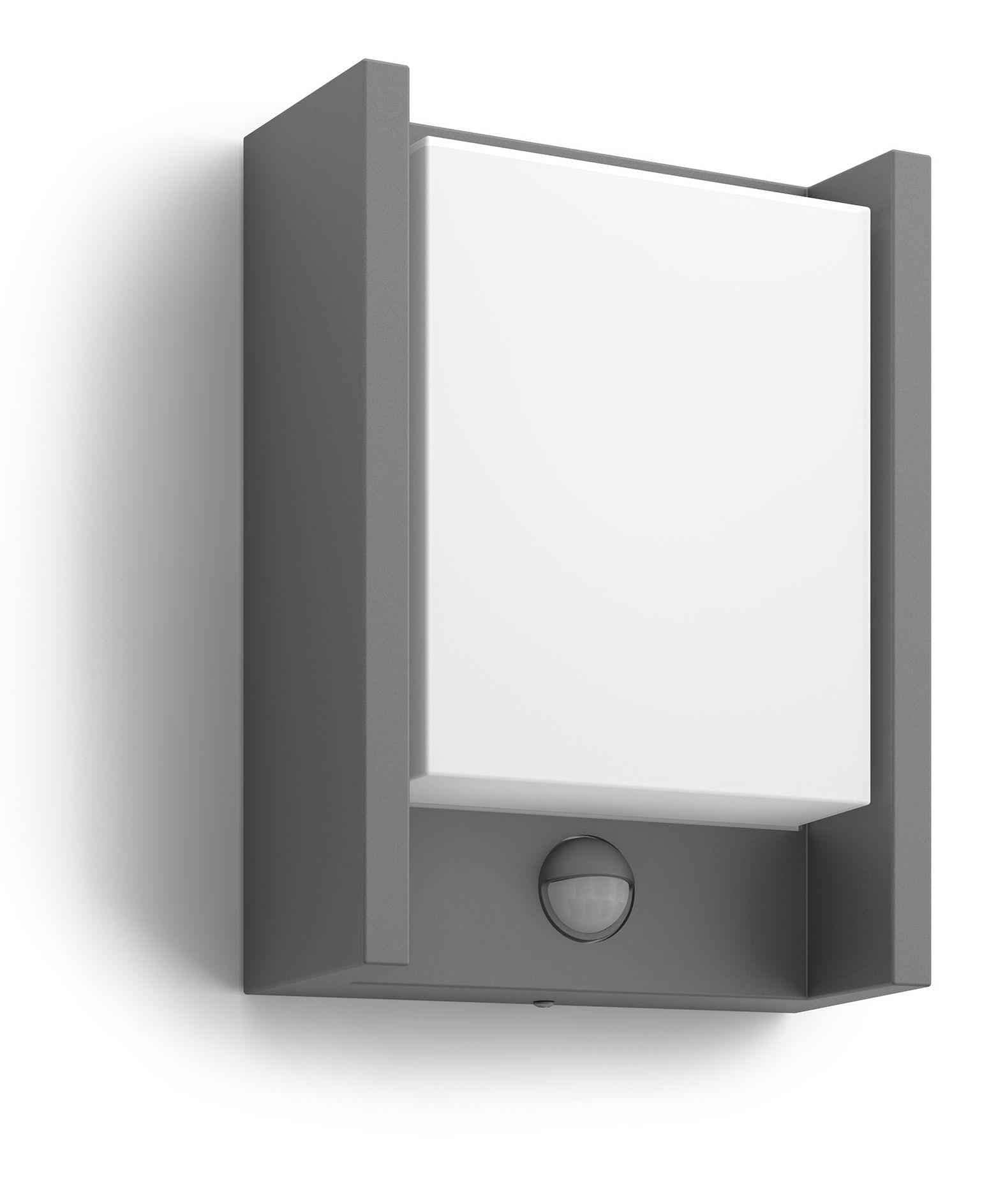 Philips myGarden Arbour - Aplique con sensor de movimiento, iluminación exterior, LED, 6 W, aluminio, luz blanca cálida, IP44, color antracita