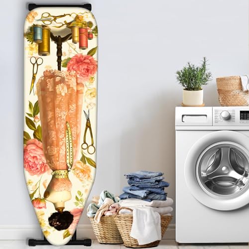 Image of Nuxovilar Lace Dress Form Ironing Board Cover 15x54 Polyester | Iron Pad Scorch Guard laundry helper protective board shield home laundry room craft studio (Lace Dress)