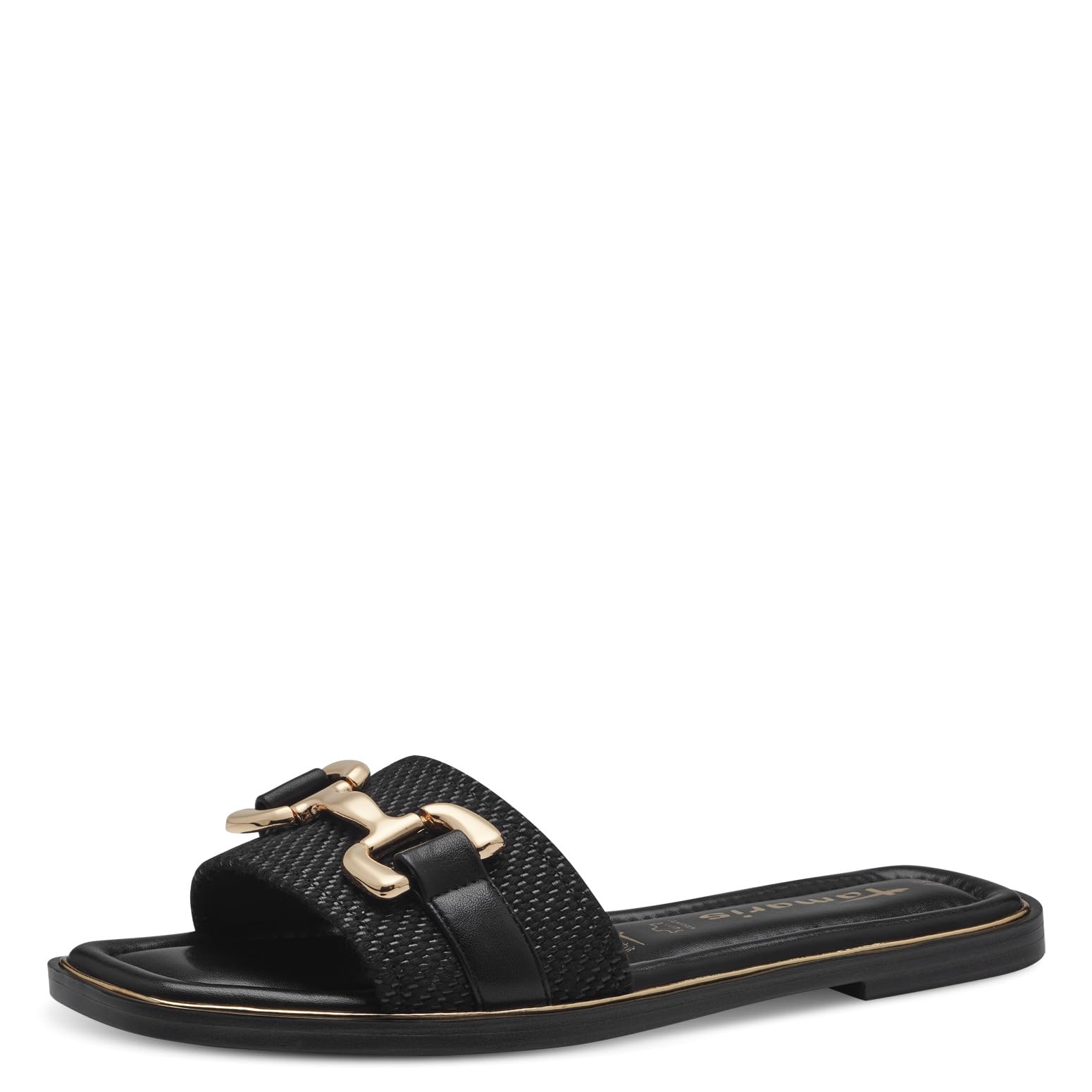 Tamaris Square Toe Flat Mules Women's Black Size 40 (6.5)