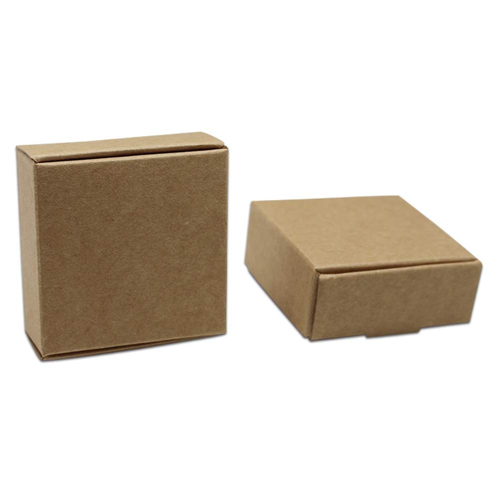 600 sztuk Retro Prezent Pakuj pudełko Dostawy Brown Kraft Paper Box Opakowania dla Candy Chocolate Jewellery Magazynowe Favors Favors(5.5x5.5x2.2cm)