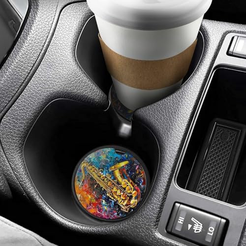 Portavasos de saxofón dorado para auto, juego x2 2.6" absorbente antideslizante miniatura 6