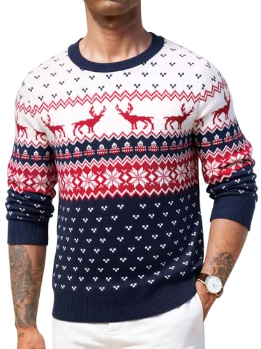 Crewhpo Weihnachtspulli Herren mit Rundhalsausschnitt Christmas...