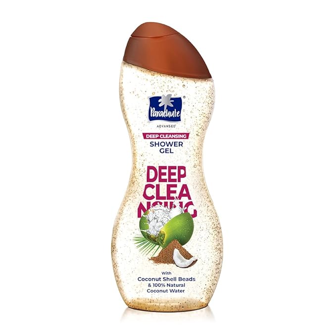 Buy Parachute Advansed Deep Cleansing Shower Gel, Gentle Daily Exfoliation with Coconut Shell Beads and Coconut Water | 100% Soap Free, Paraben Free Dermat tested| 250ml at Rs. 90