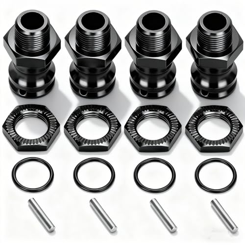 KIMISS – Adaptateur D'extension De Roue 1/8 RC – 17 Mm Hex – 4 Pièces En Aluminium – Pour Voiture RC 1/8 – Noir – Avec écrous Et Broches