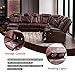 A Ainehome Power Recliner Set, Leather Sectional Sofa Set for Living Room, Home Theater, with LED Lights, Cup Holder, Hide-Away Storage, Wireless Charging(A-Brown)