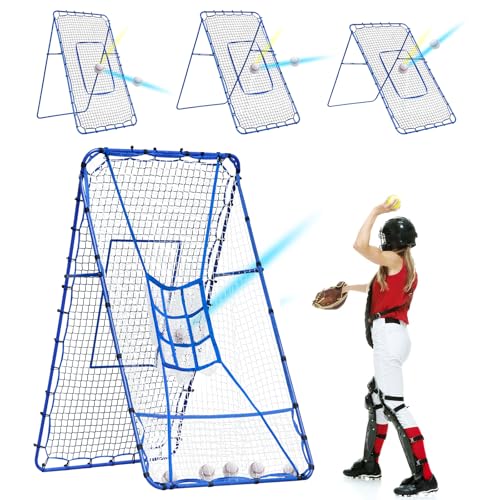Image of Volleyball Baseball Rebounder Net, Softball Rebounder Pitchback Net Quick Adjustments, Quick Adjustments Lacrosse Bounce Back Practice Equipment, Ideal for Outdoor Indoor and Backyard Training