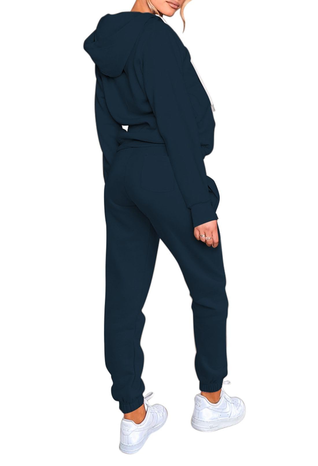 Sovoyontee Damen Trainingsanzug Zip Up Hoodie Sweatsuits 2-teilige Jogger Sets mit Taschen