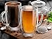 Stone & Mill Set of 2 Large Double Walled Glass Coffee Cups, 15 Ounce Sicilia Collection, Tall Insulated Mugs for Espresso, Latte, Cappuccino, Tea, Box Set AM-13
