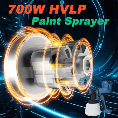 Paint Sprayer 700W HVLP, Powerful Electric Fence Paint Sprayer with 4 Nozzles, 3 Spray Patterns, Cleaning & Blowing Joints, Large 1200ml Tank, Easy for Furniture, Fences, Walls, Doors, Garden Projects - Image 2