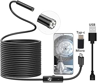 USB Snake Inspection Camera,2.0 MP IP67 Waterproof USB C Borescope,5.5mm Snake Inspection Camera,6 LED Lights,Compatible with OTG Android Phone, PC