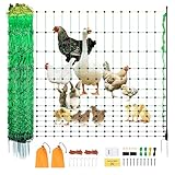 VEVOR Electric Fence Netting, 48' H x 100' L, PE Net Fencing Kit with Posts & Double-Spiked Stakes, Utility Portable Mesh for Chickens, Ducks, Geese, Rabbits, Used in Backyards, Farms, and Ranches