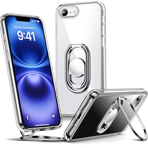 Image of SHIELDS UP for iPhone 17e Case with Stand, SE 4 Phone Case Clear with Double Ring Holder [Adjustable & Foldable] Shockproof Protective Cover for iPhone 16e 6.1 inch - Clear