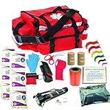 Deluxe Stocked Large EMT Bag/ First Aid Kit with Emergency Medical Supplies - for Lifeguarding, Camping, Outdoors, Hiking, Sports