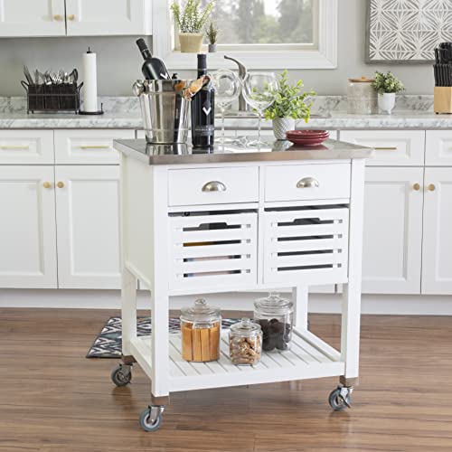 Linon-Hudson-White-Kitchen-Cart Linon Hudson White Kitchen Cart