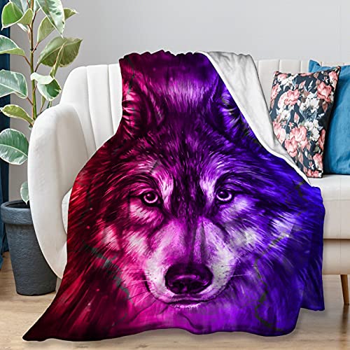 Yaoola Wolf Flannel Blanket, All Season Soft Cozy Plush Bed Throw fit Bedroom Living Room Sofa Couch Bedding Office Cinema Farmhouse Beach Yoga Travel 30 x40
