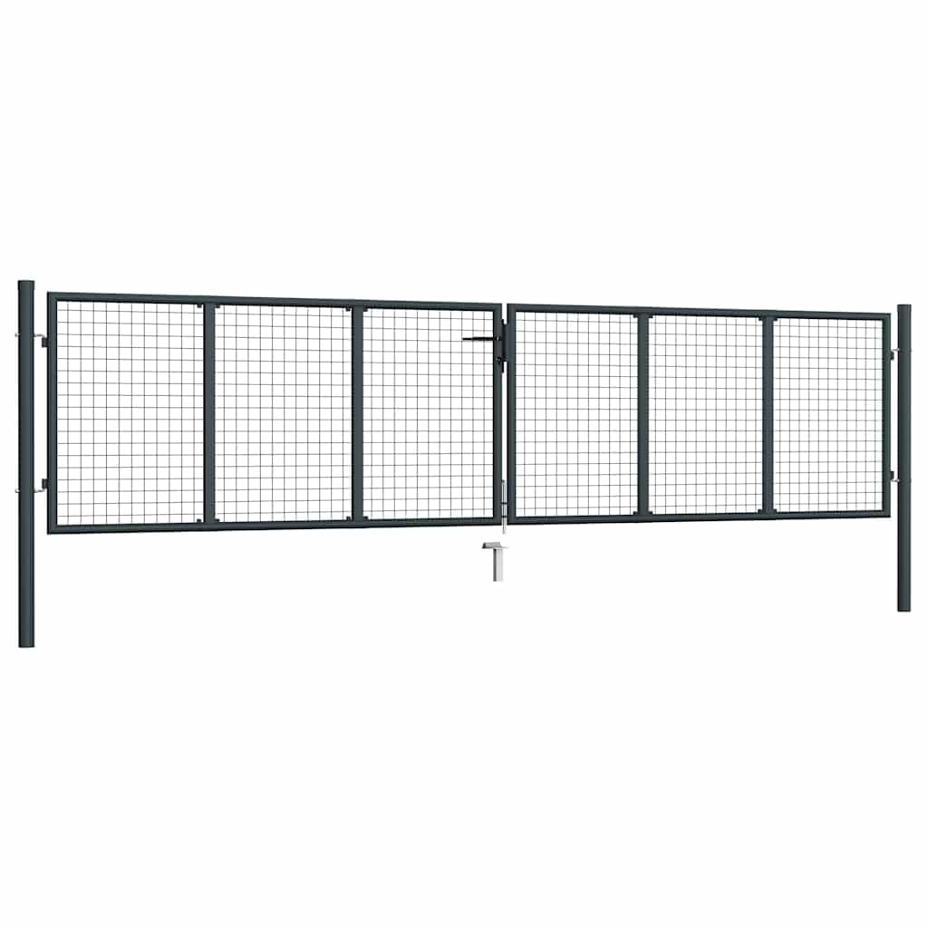 vidaXL Puerta de Malla de Jardín para Valla Barrera Cancela de Cerca Patio Granja Entrada Estable y Duradera Acero Galvanizado Gris 400x150 cm