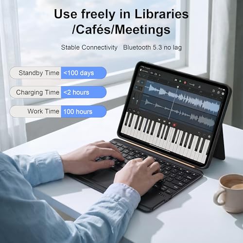 Image of WIWU for iPad Case Keyboard for Air 13 Inch M4 /M3 /M2 2026 /2025 /2024 Magnetic Detachable Keyboard Case Adjustable Stand 7 Colours Backlit Keys Trackpad (Black, for Air 13 inch(M3 /M2) Pro 12.9 inch 6 /5 /4 /3)