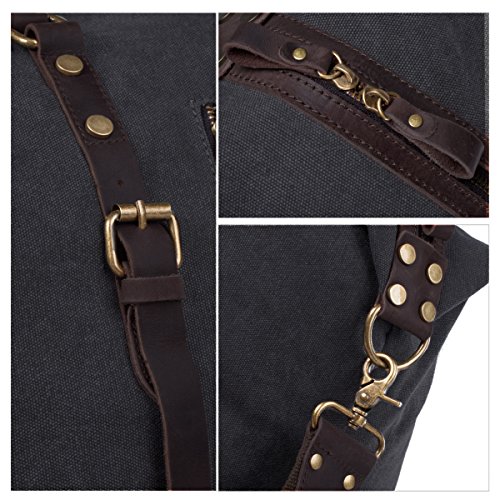 S-ZONE Oversized Leather Canvas Duffel Shoulder Weekender Mens Overnight Bag