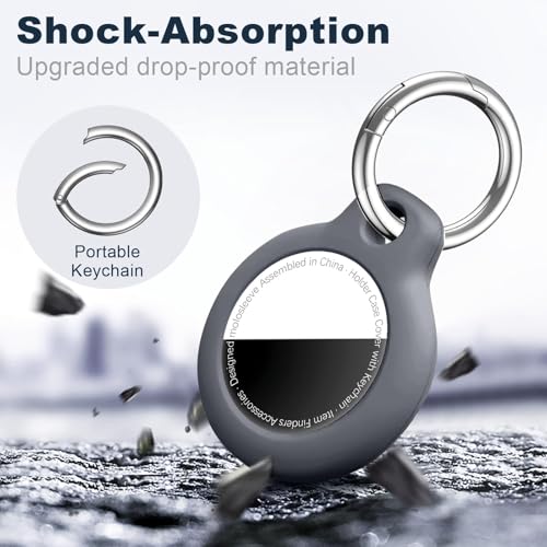 Image of MOLOSLEEVE Case for AirTag 2nd Gen (2026) & 1st Gen, Shockproof Holder Anti-Scratch Protective Cover for Air Tags, Men's Women's Keyrings & Keychains for Keys, Luggage, Bags, Dark Grey