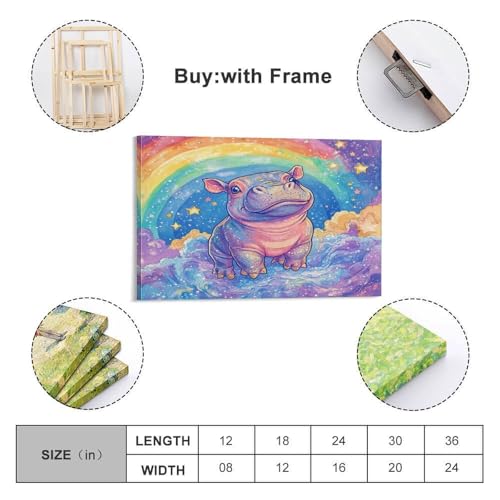 Tableau impression sur toile hippo moderne murale maison - 2