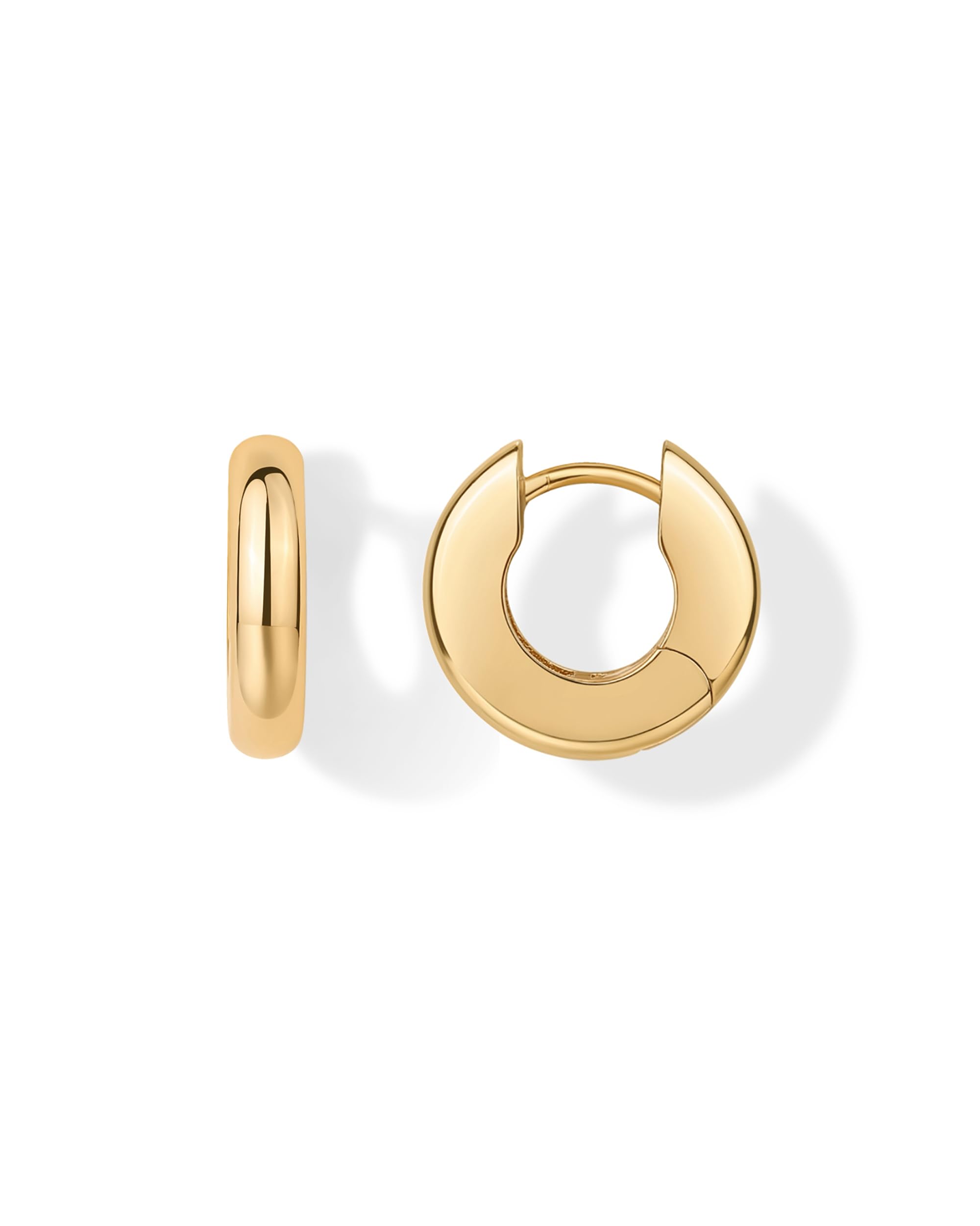 PAVOI 14K Gold Plated Chunky Huggie Earrings for Women, Small Hoop Earrings