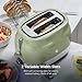 Swan ST19028GRN Retro 2 Slice Toaster with 6 Browning Levels for Toast, Bagels, Breakfast Muffins, Defrost/Reheat/Cancel, Hidden Cord Storage, Non-Slip Feet, 930W, Green and Stainless Steel