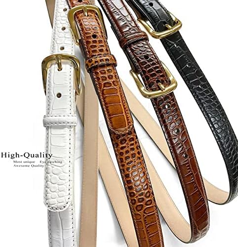 Genuine Full-Grain Cowhide Leather Dress Belt Solid Brass Gold Buckle 1-3/8'' or 1" Wide - Image 4