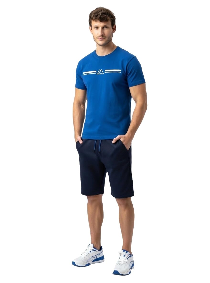 Kappa Pigiama Uomo Cotone Corto - Pigiama Uomo Corto Estivo Leggero Manica Corta - Completo Sportivo