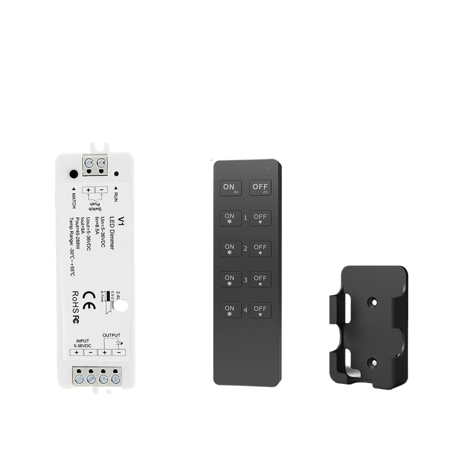 1 Set LED V1 Dimmer Switch 12V 24V PWM 2.4G LED Remote Control 5V 36V Dimmer Controller for Single Color LED Strips(V1 and RU4 Set)
