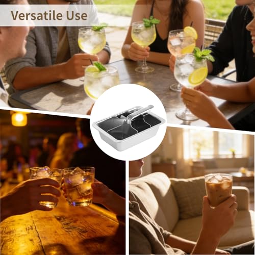 Bandejas de Hielo de Acero Inoxidable 304 con Palanca, 6 Cubos Grandes miniatura 5