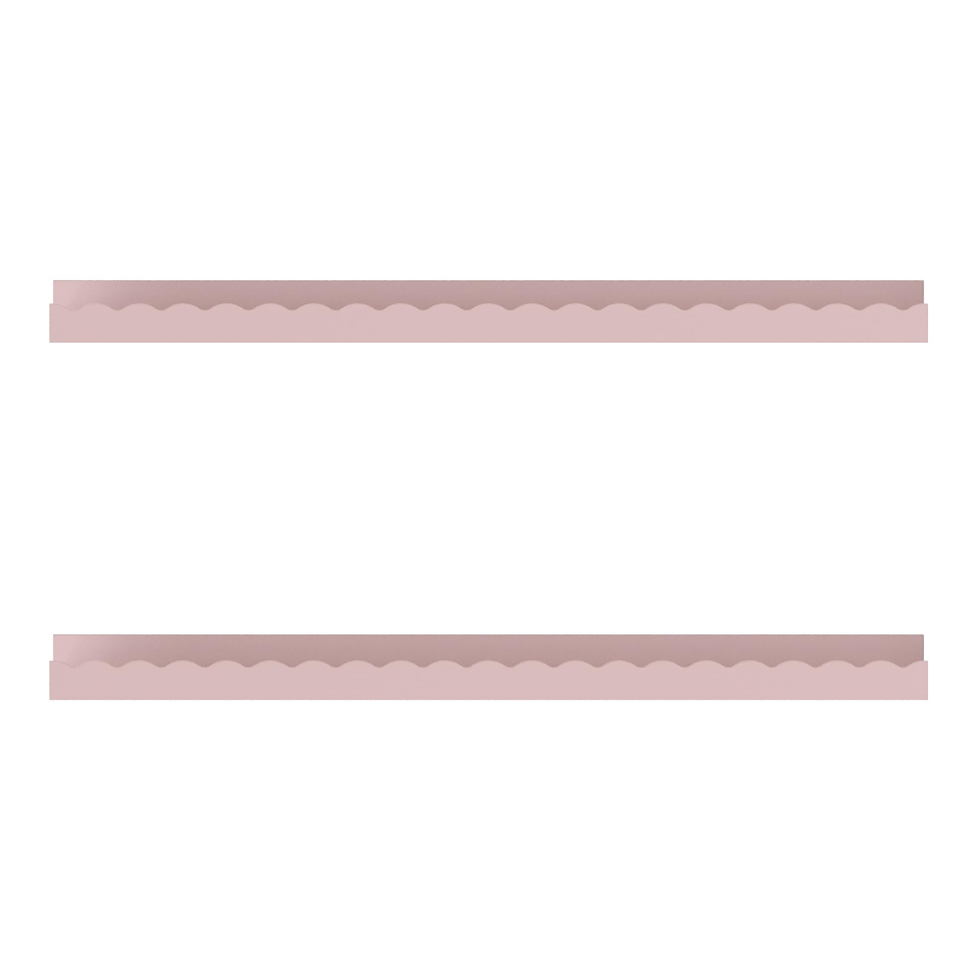 [en.casa] Set de 2 Estantes Flotantes Infantil Vestnes Baldas de Pared con Borde Ondulado Librería Dormitorio para Niños Habitación Infantil 60 x 10 x 5 cm Rosa - Algodón de azúcar
