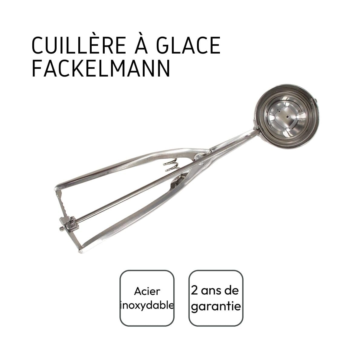 Fackelmann, cuillère à, portionneuse pour glace et 45979, łyżka do lodów i sorbetu, stal nierdzewna, srebrna, 22,5 x 5 cm, szara