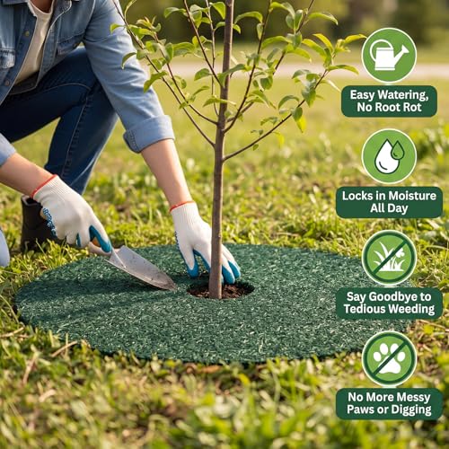 Evitar malas hierbas con los anillos de goma Peryiter protectores para árboles de doble cara 6