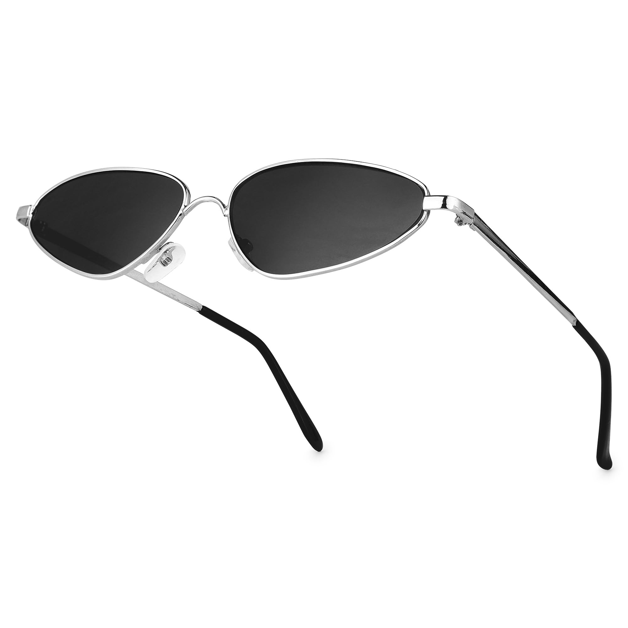 Premium Retro Cat Eye Sunglasses, Silver Metal Frame, Black Lens, UV Protected Goggles For Women's- Pack of 1-image-37