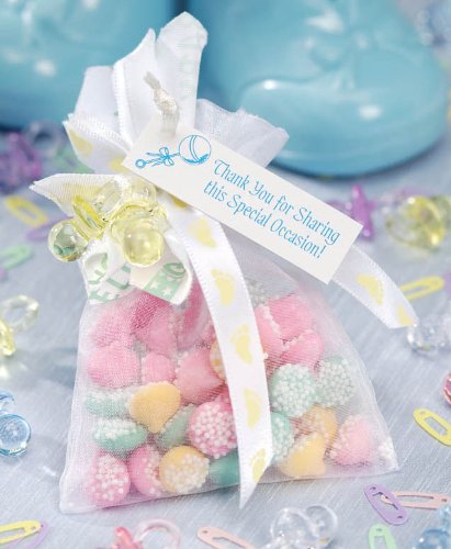 Darice 3-Inch by 4-Inch White and Pink Organza Bag, 12-Piece