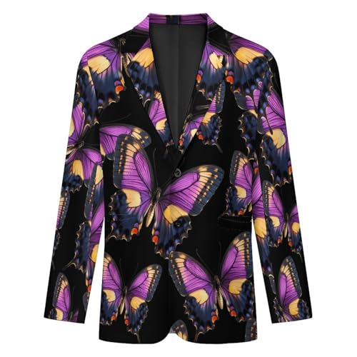 Butterfly Men's Slim Suit Long-Sleeve Prom Tuxedo Classic Two Button Business Jacket4