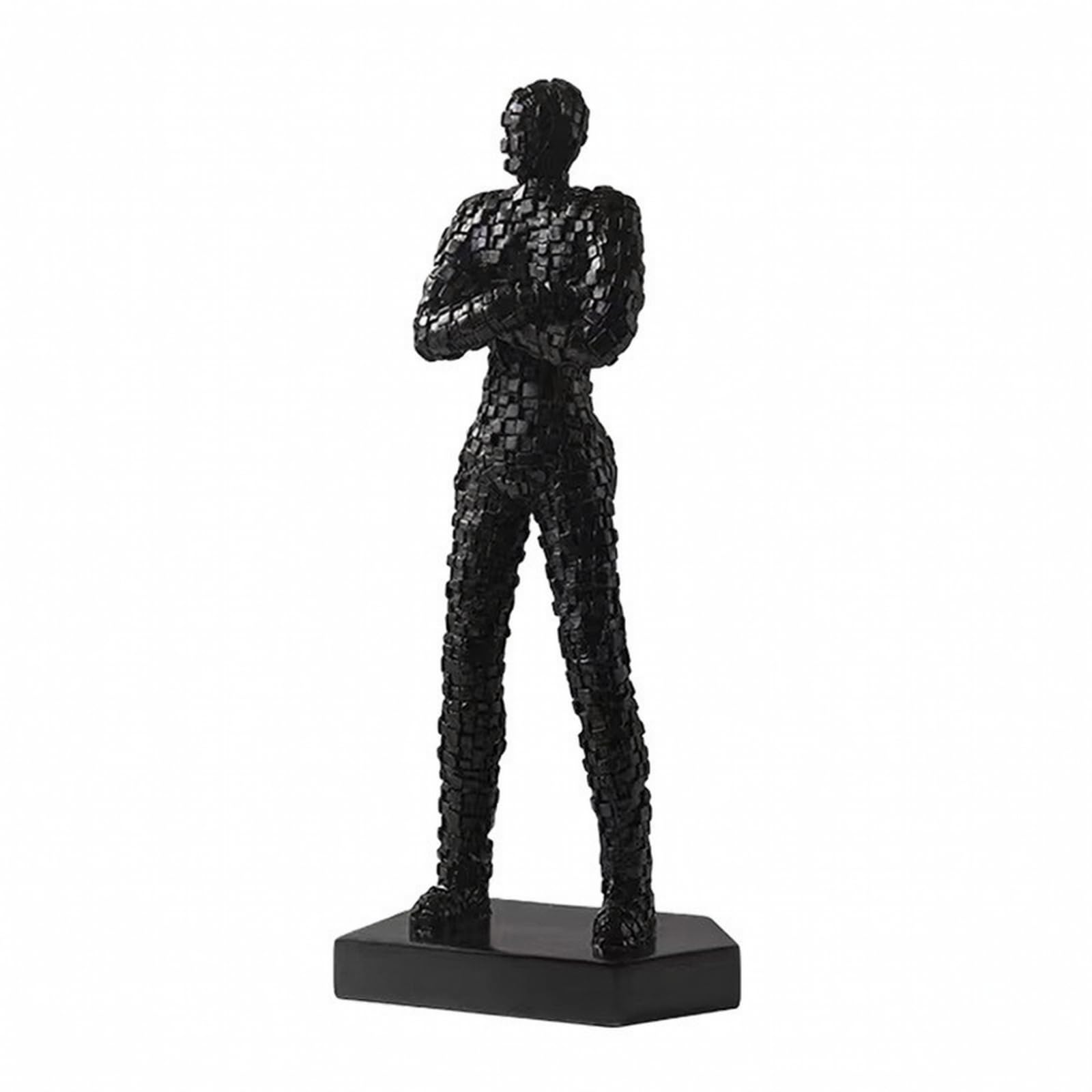Figura Humana con Base Artística Escultura Resina Figura Resina para Oficina, Negro, Moderno Y Minimalista