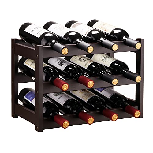 VASMIA Bamboo Wine Rack, Sturdy and Durable Wine Storage Cabinet