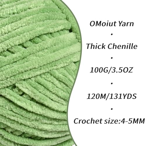 Image of 3 Pack Avocado Green Fluffy Velvet Yarn for Crocheting,Chunky Chenille Baby Blanket Yarn for Crocheting,Soft Fuzzy Puzzle Yarn for Knitting,(100g /3.53oz Each) Bulky Thick Amigurumi Crochet Yarns