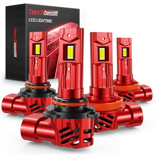 Image of Torchbeam 2026 9005 H11 LED Bulbs Combo, 118000LM 6500K White, 80,000Hrs Lifespan, 1000% Brighter, 4-Pack