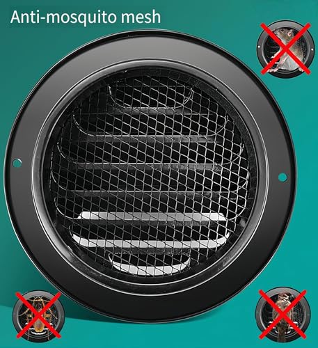 3 Vent Round Cover, Stainless Steel Wall Round Vent Hole Ventilating Cover, Air Ventilation and Exhaust Wall Vent Outlet Hood, HVAC Ducting Vent Cover (Black 1pcs 3inch)