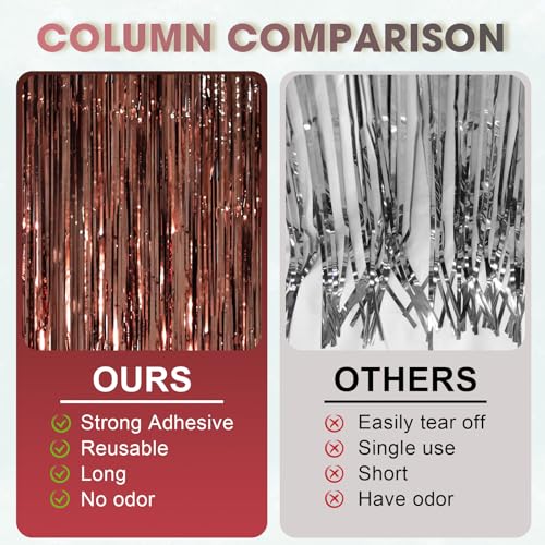 Image of Voircoloria 2 Pack Brown Foil Fringe Backdrop Curtains, Tinsel Streamers Party Decorations, Fringe Backdrop, Door Shimmer for Thanksgiving Day or Birthday Party