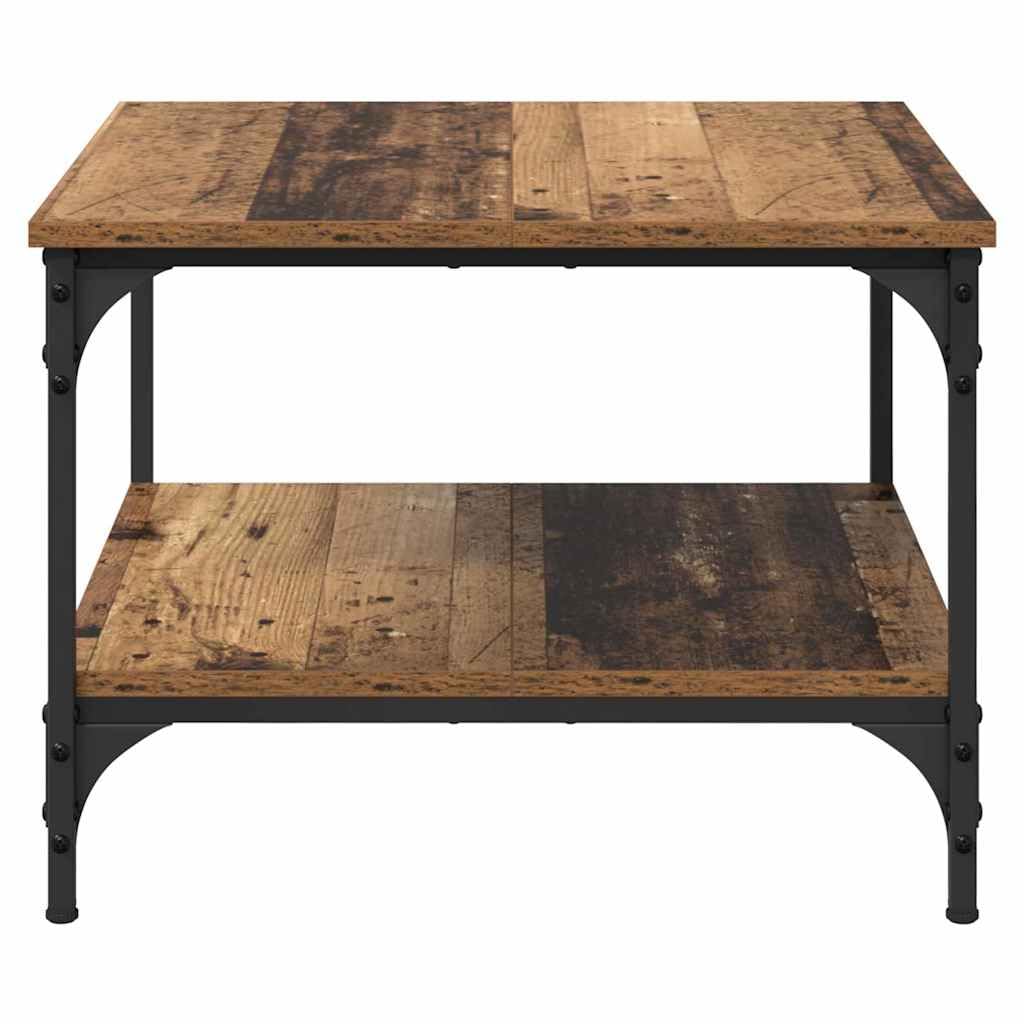 Generisch Mesa de centro con estantes de estilo industrial rectangular de madera y marco de hierro, 55 x 55 x 40 cm, superficie mate, estable y duradera para sala de estar