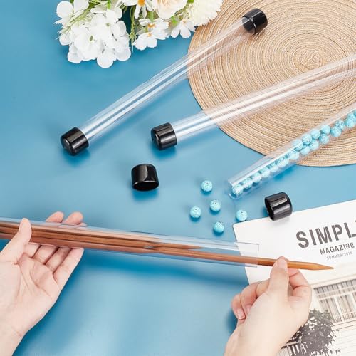 Image of AHANDMAKER 5Pcs Clear Rigid Plastic Tubing with Caps, ID 0.9 Inch Portable Storage Tube Polycarbonate Tube 12 Inch Length Round Plastic Tubing for Incense Sticks Beads Item Storage