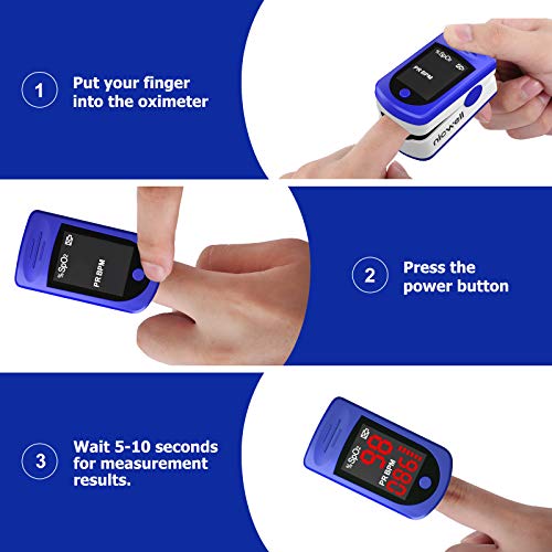 Finger Pulse Oximeter - Nicwell Accurate Oximeter Blood Oxygen Saturation Monitor for SpO2 Levels and Pulse Rate, Heart Rate Monitor with Lanyard - Thumbnail 3