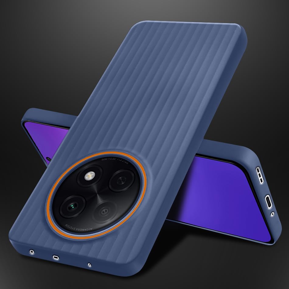 Image of Fashionury Ring Line Beam Design Back Case for Oppo F29 Pro 5G | Ring Line Camera Protection | Vertical Beam Bump Protection | Rubberised Back Case for Oppo F29 Pro 5G (Blue)