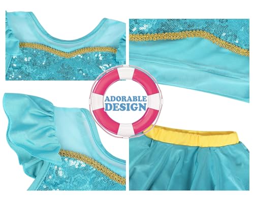 Princess Swimsuits for Girls 2 Pieces Bathing Suit Ruffles Bikini Set Role Play Dress Up Swimming Tankini Swimwear3