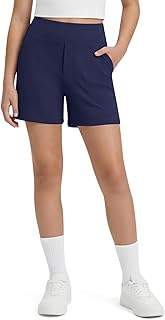G4Free Evergoing Girls Uniform Shorts 5" with Pockets High Waist Athletic | Soft & Breathable, 4-Way Stretch, Side Deep Pockets, Elastic High Waist, Faux Fly, Above Knee Length, for School and Casual