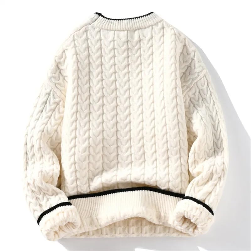 Autumn Winter Men's Warm Knit Pullovers O-Neck Patchwork Casual Knitted Sweater Men Korean Sweaters3