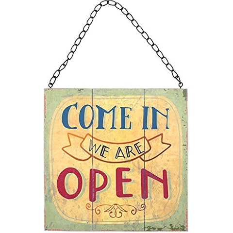 Something Different Wholesale Open/Close Sign (12/24), Wooden, Multicolour, 22x22x1 cm Cover